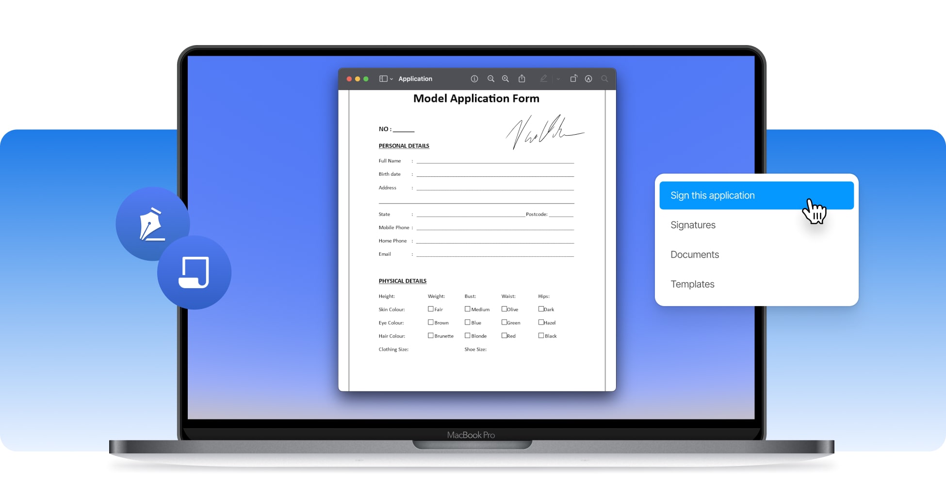 Add signature to online application, the 100 faster way